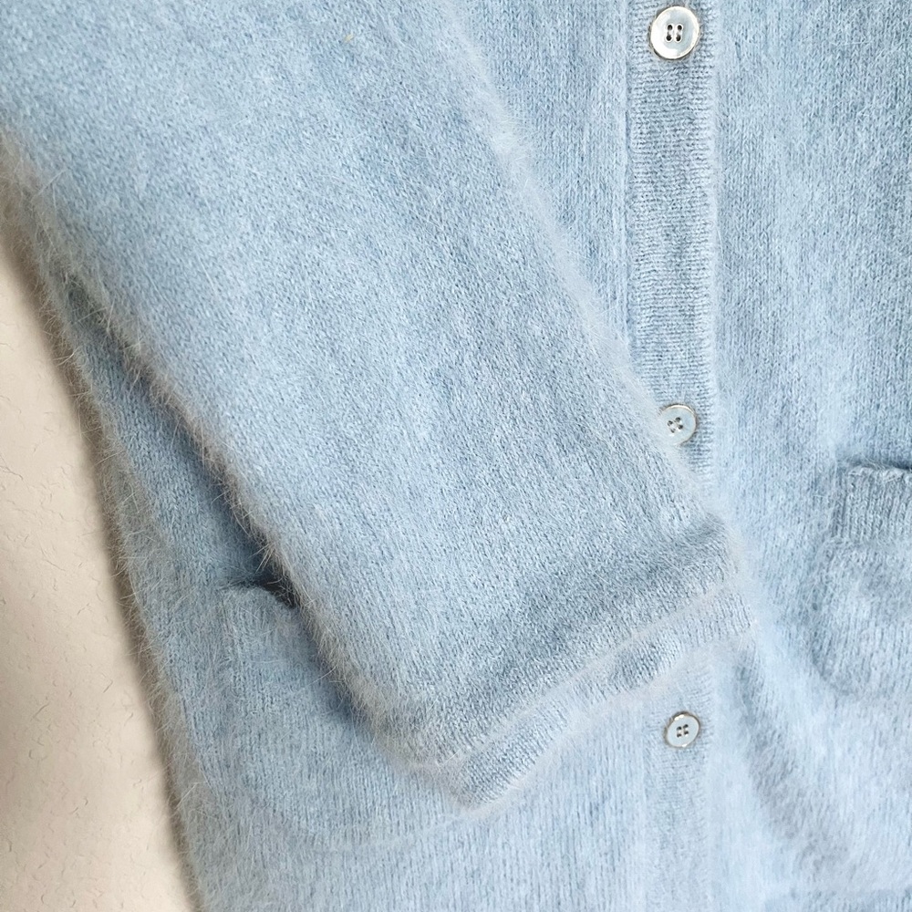 Patty Kim NY Jacket Womens Small S Baby Blue Angora Gold Button Preppy Cardigan - Picture 5 of 11